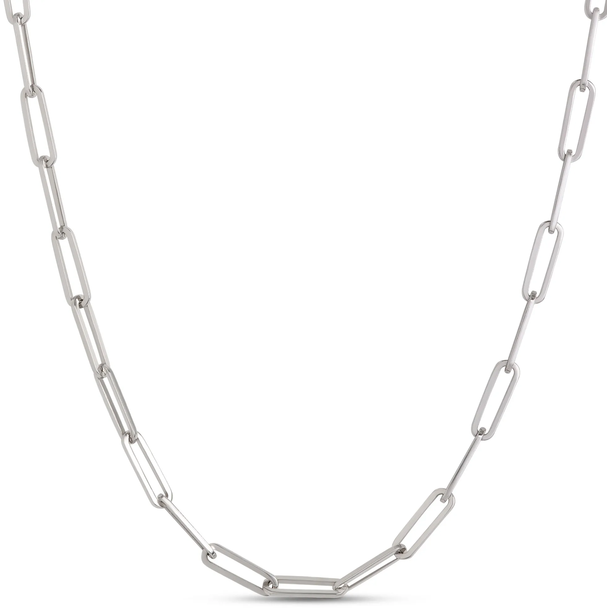18-Inch Paperclip Chain, 14K White Gold