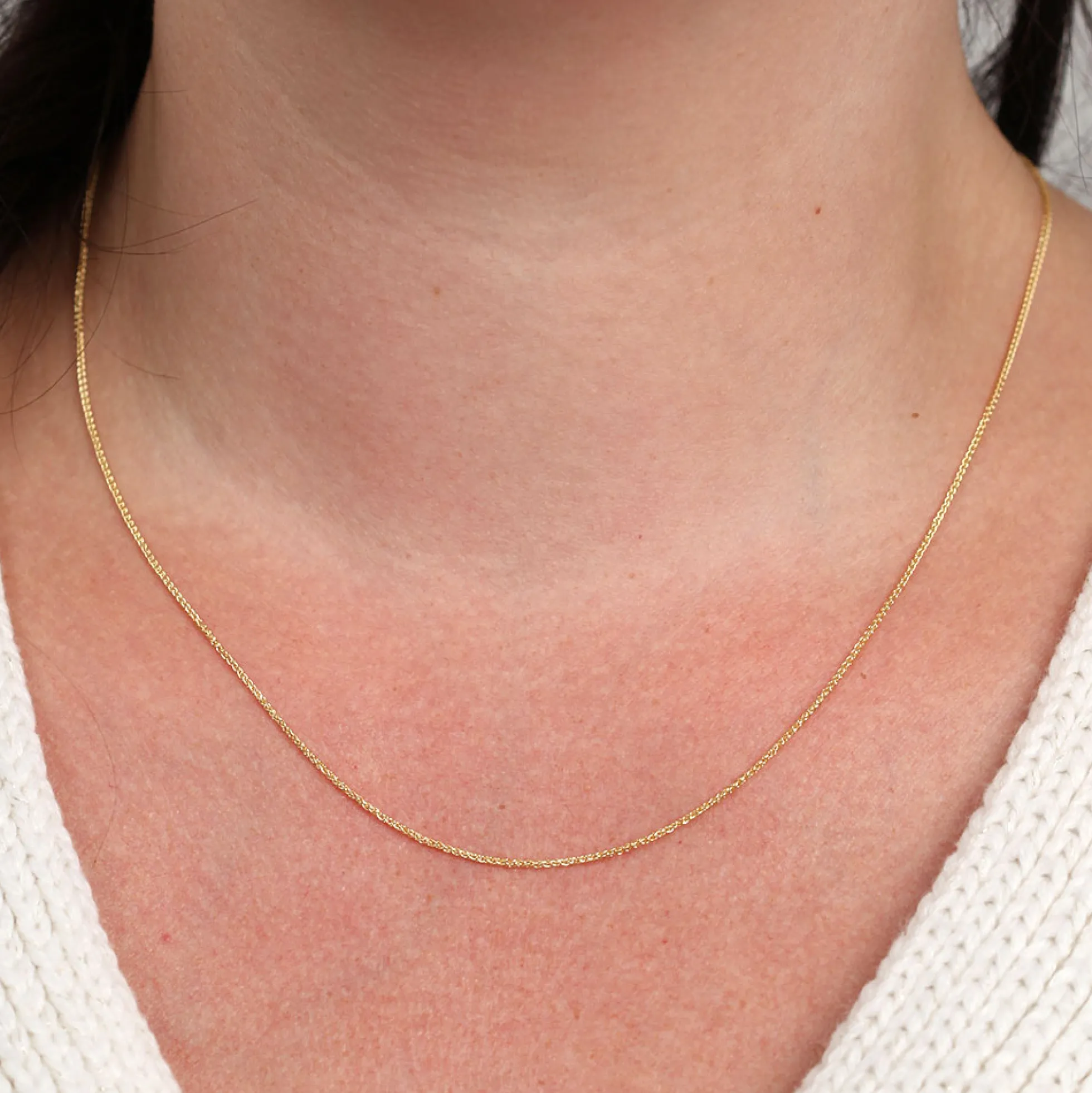 18-Inch Round Wheat Chain Necklace, 14K Yellow Gold