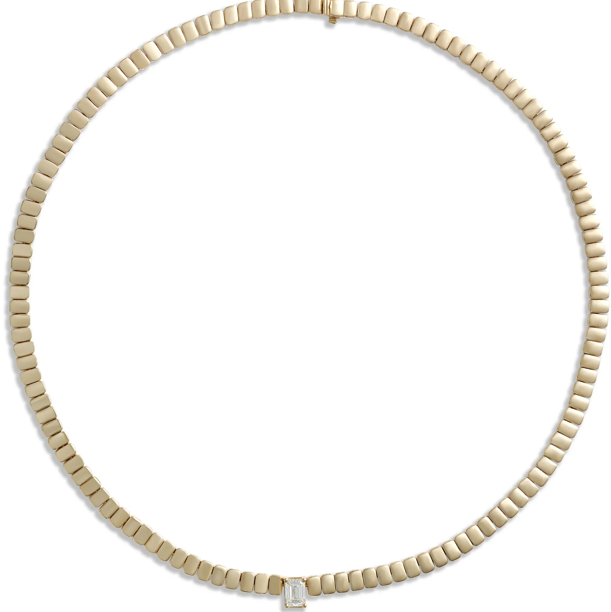 17-Inch Solitaire Radiant Diamond Necklace, 14K Yellow Gold