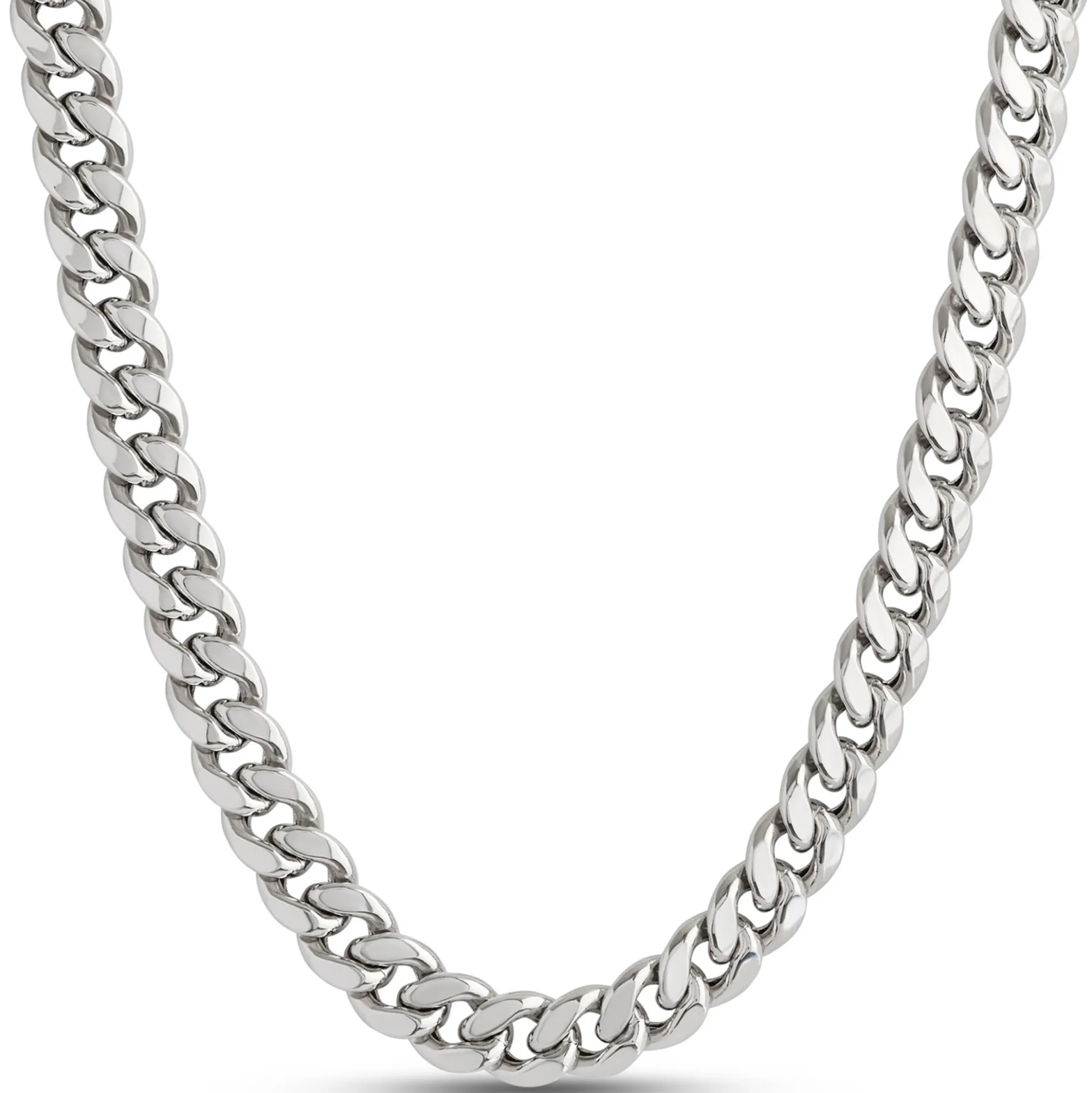 24-Inch Toscano Cuban Link Chain, 14K White Gold