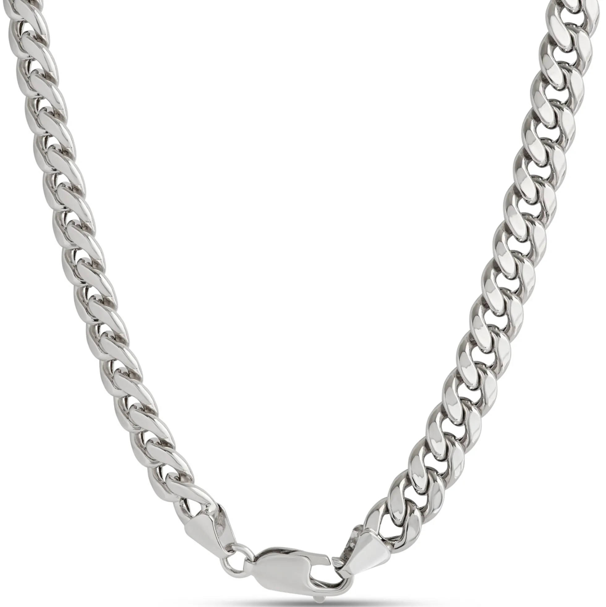 24-Inch Toscano Cuban Link Chain, 14K White Gold