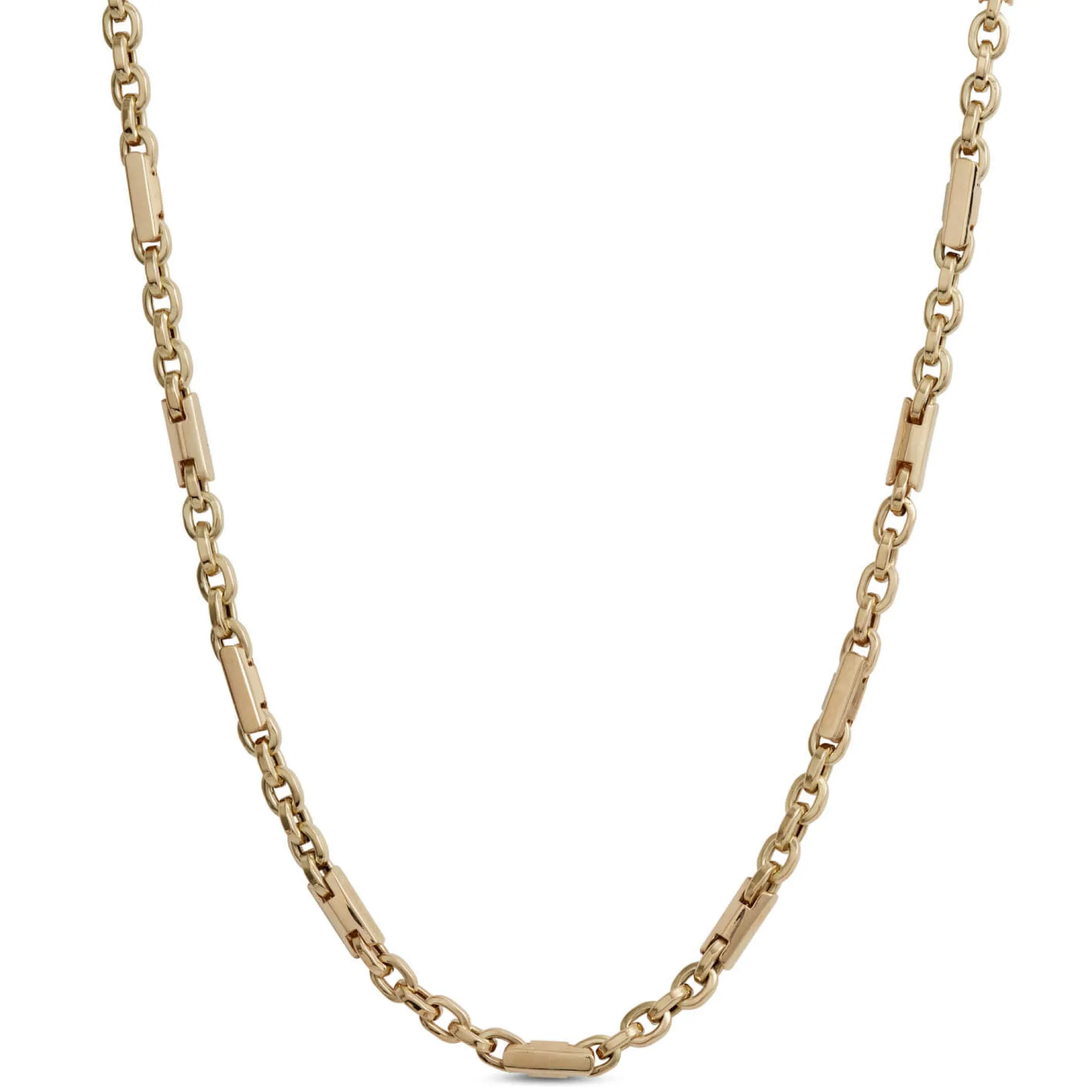 24-Inch Toscano Mixed Link Neck Chain, 14K Yellow Gold