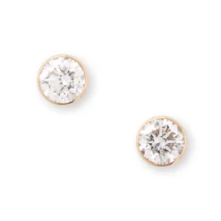 Invisible Bezel Classic Round Diamond Studs, ½ Carat, 14K Yellow Gold