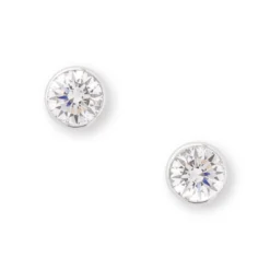 Invisible Bezel Classic Round Diamond Studs, ½ Carat, 14K White Gold