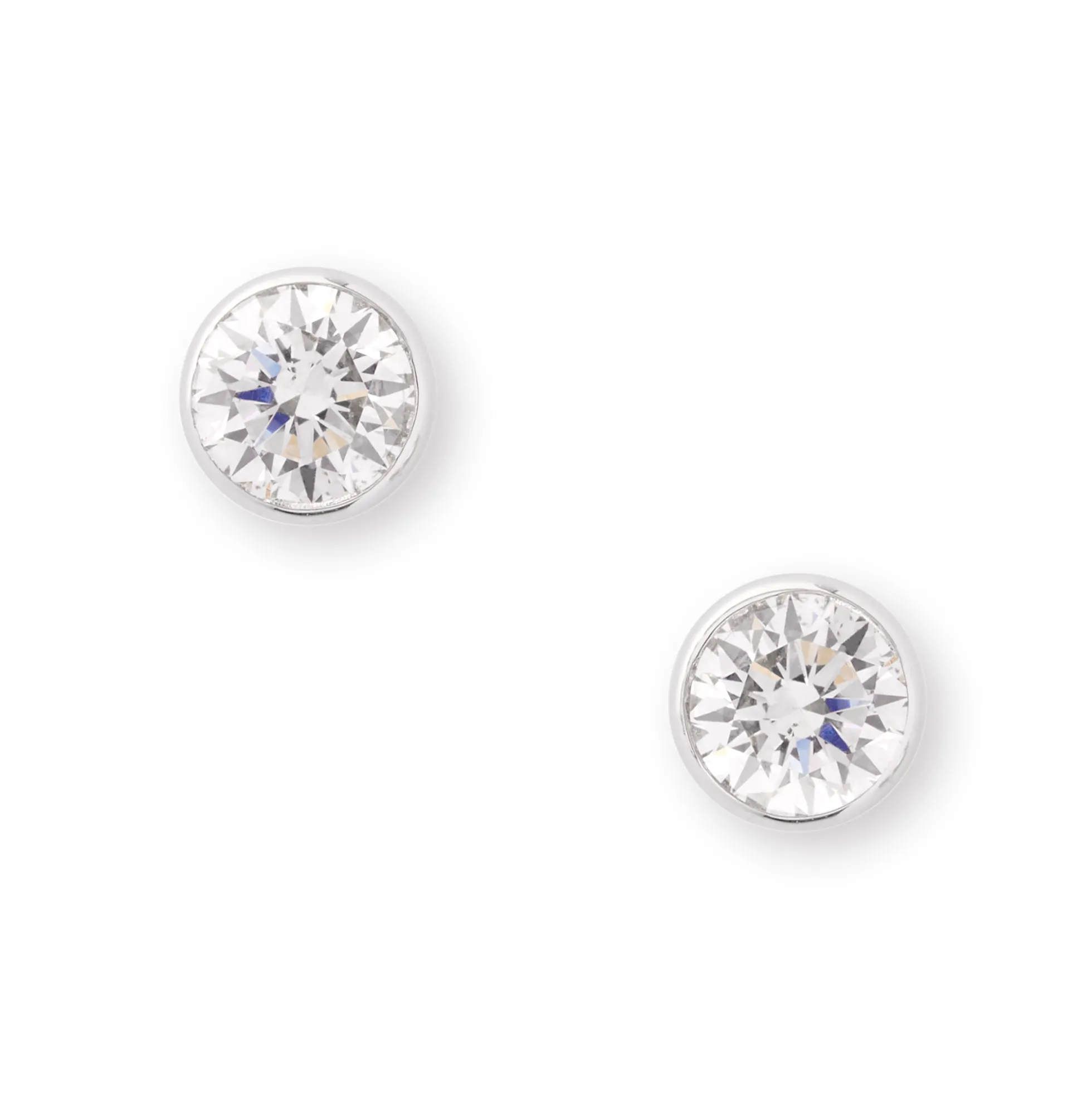 Invisible Bezel Classic Round Diamond Studs, ½ Carat, 14K White Gold