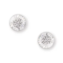 Invisible Bezel Classic Round Diamond Studs, 1 Carat, 14K White Gold