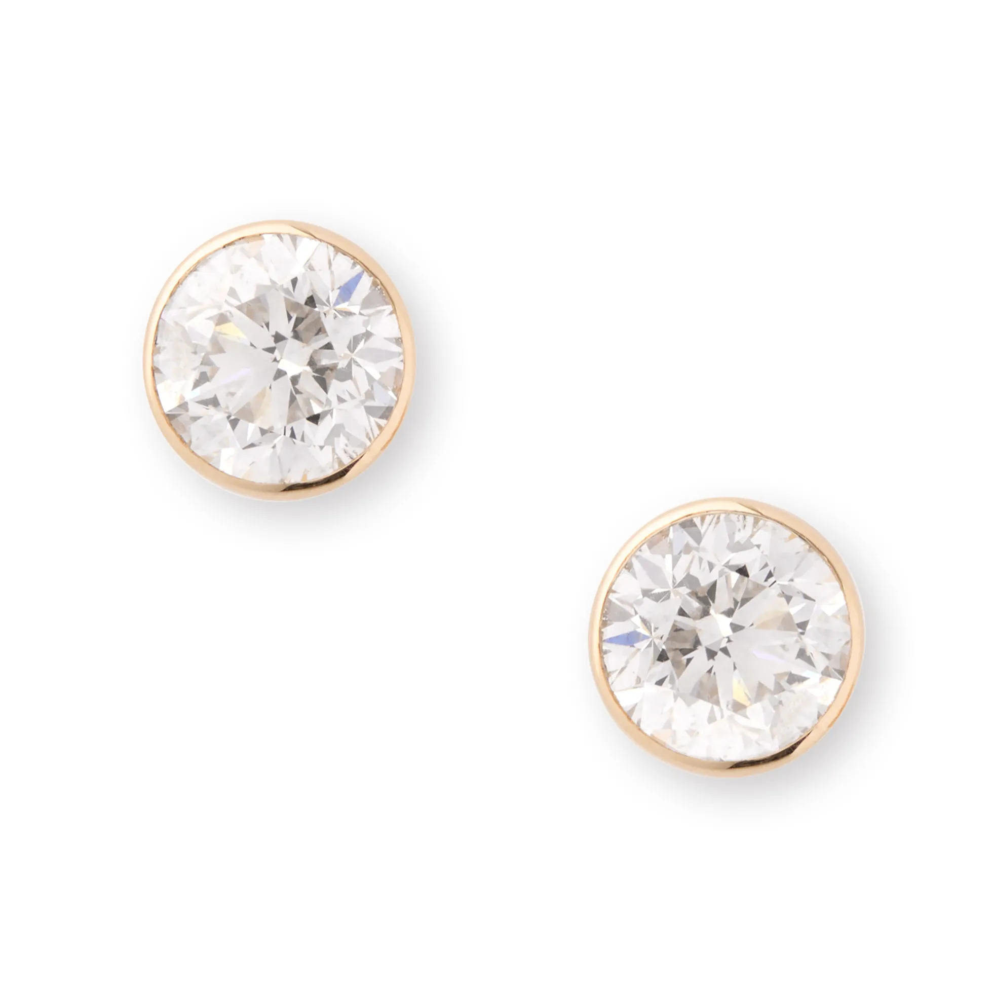 Invisible Bezel Classic Round Diamond Studs, 1 Carat, 14K Yellow Gold