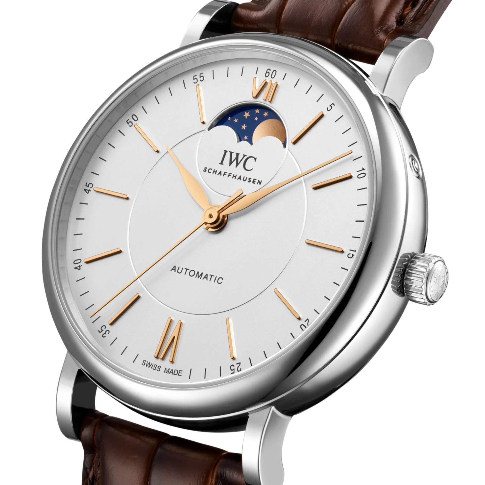 IWC Portofino Automatic Moon Phase Silver Dial Watch, 41mm