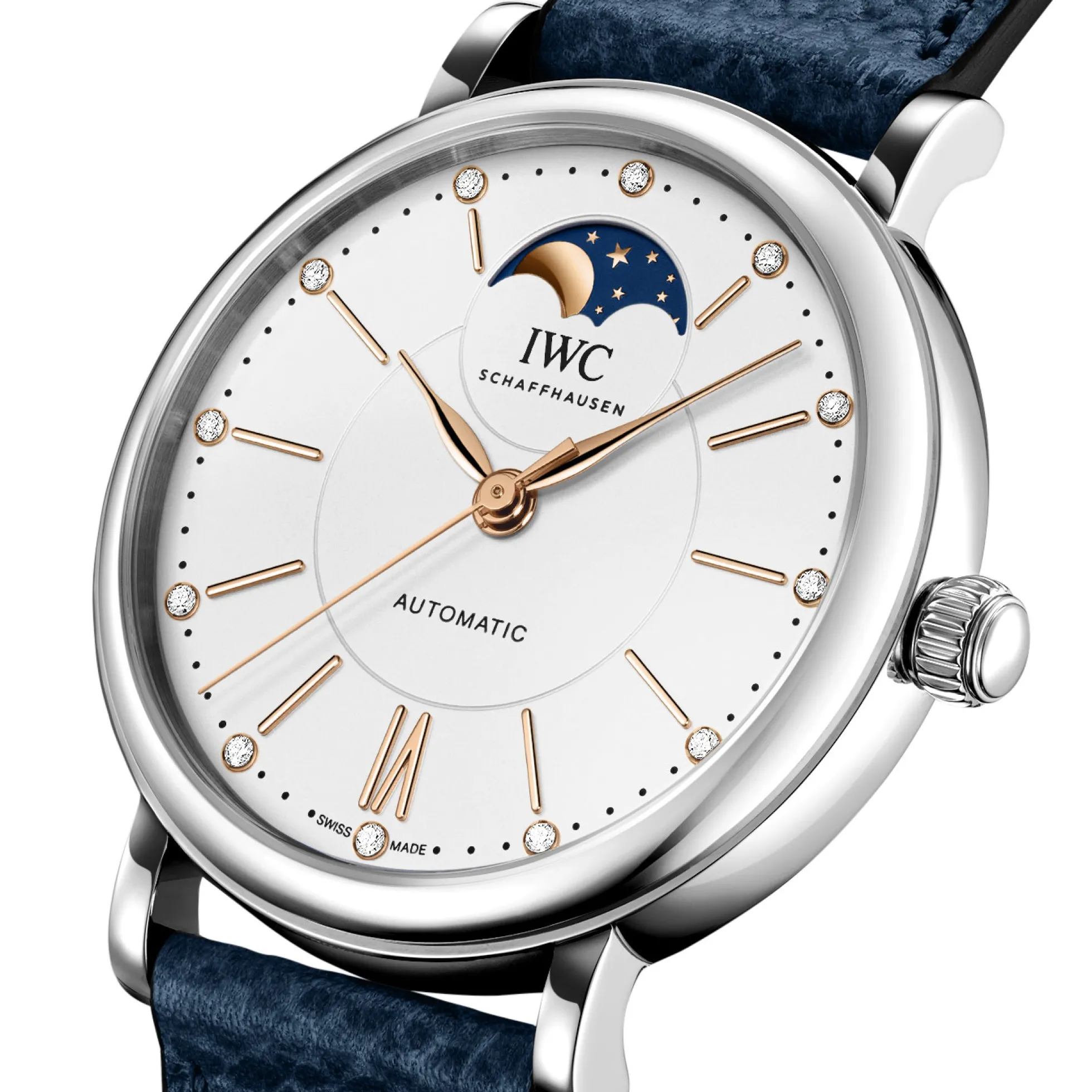 IWC Portofino Automatic Moon Phase 37 Silver Dial Watch, 37.1mm