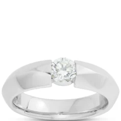 Knife Edge Diamond Ring, 18K White Gold