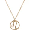Leo Zodiac Sign Pendant Necklace, 14K Yellow Gold