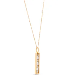Linear Frame Diamond Pendant, 14k Two-Tone