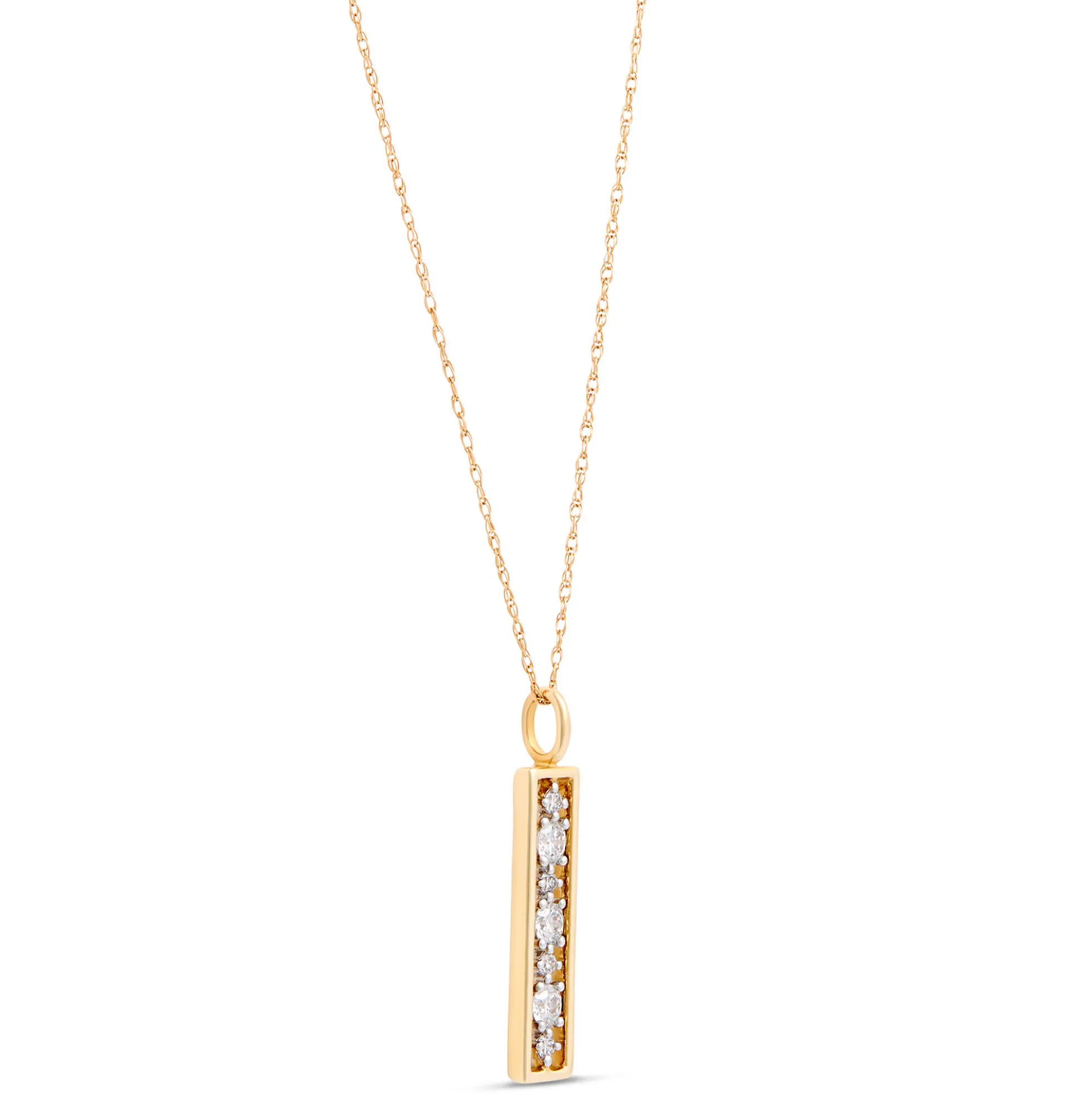 Linear Frame Diamond Pendant, 14k Two-Tone