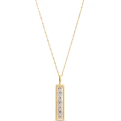 Linear Frame Diamond Pendant, 14k Two-Tone