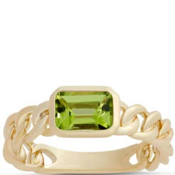 Linked Shank Peridot Ring, 14K Yellow Gold