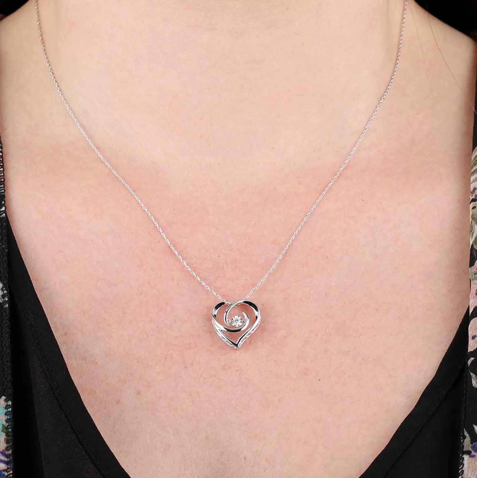 Love's Pulse Diamond Heart Pendant 14K
