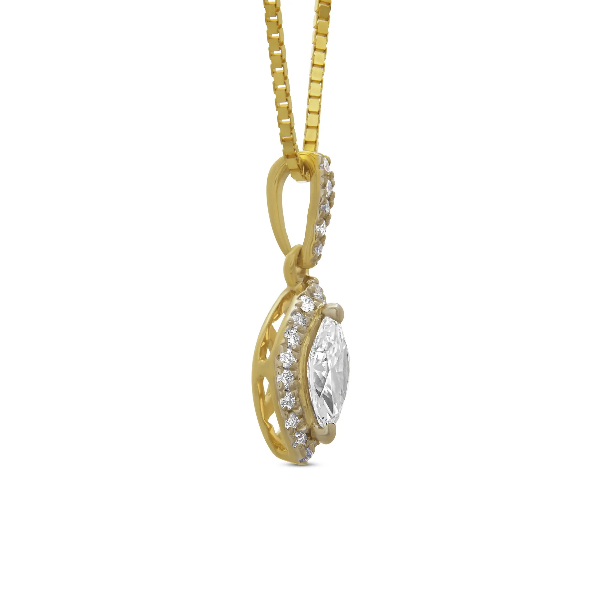 Marquise Cluster Diamond Pendant, 14K Yellow Gold