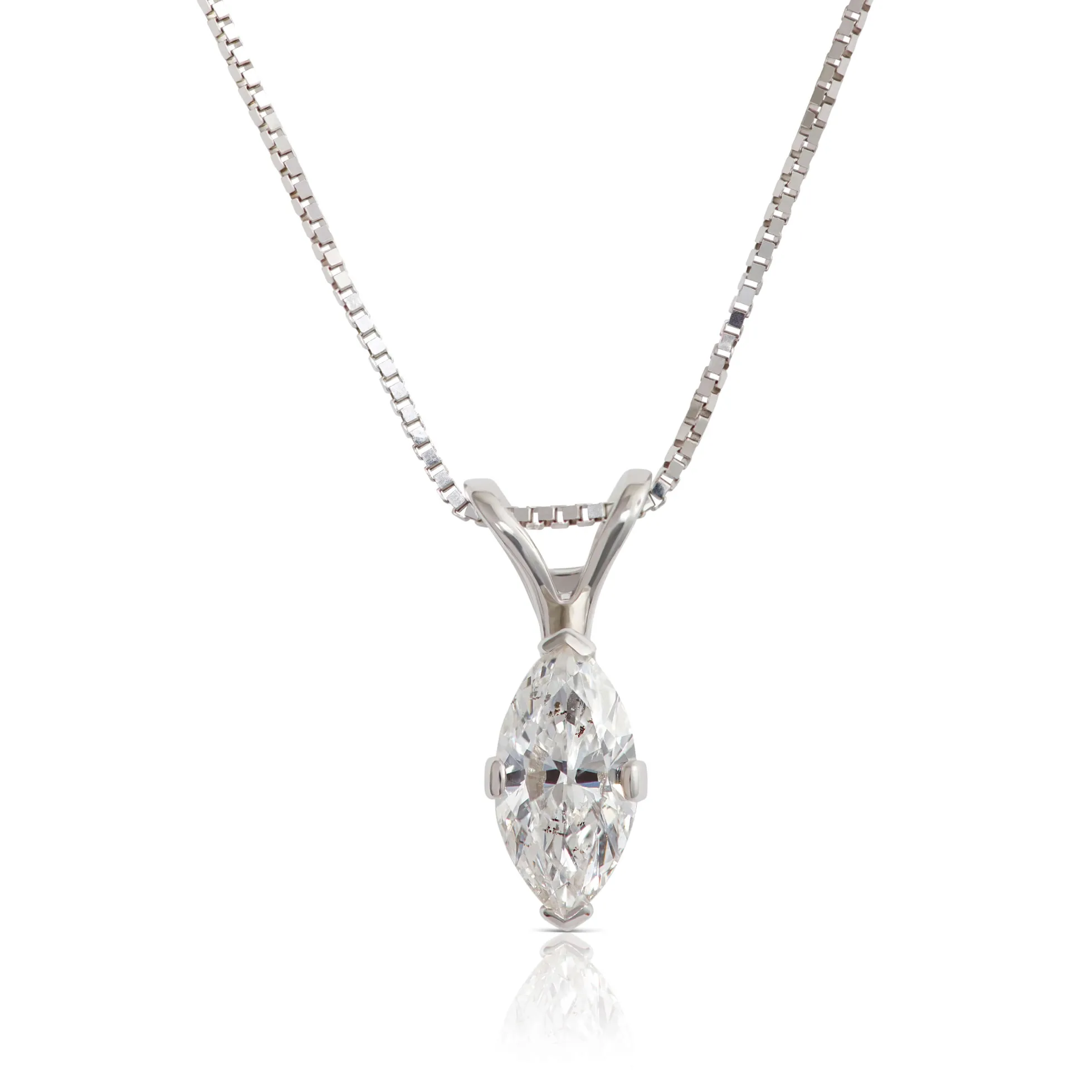 Marquise Diamond Pendant, ⅓ Carat Total Weight, 14K White Gold