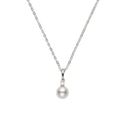 Mikimoto AA Akoya Cultured Pearl & Diamond Pendant 18K, 7mm