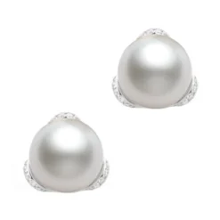 Mikimoto Akoya Cultured Pearl & Diamond Earrings, 8mm, 18K