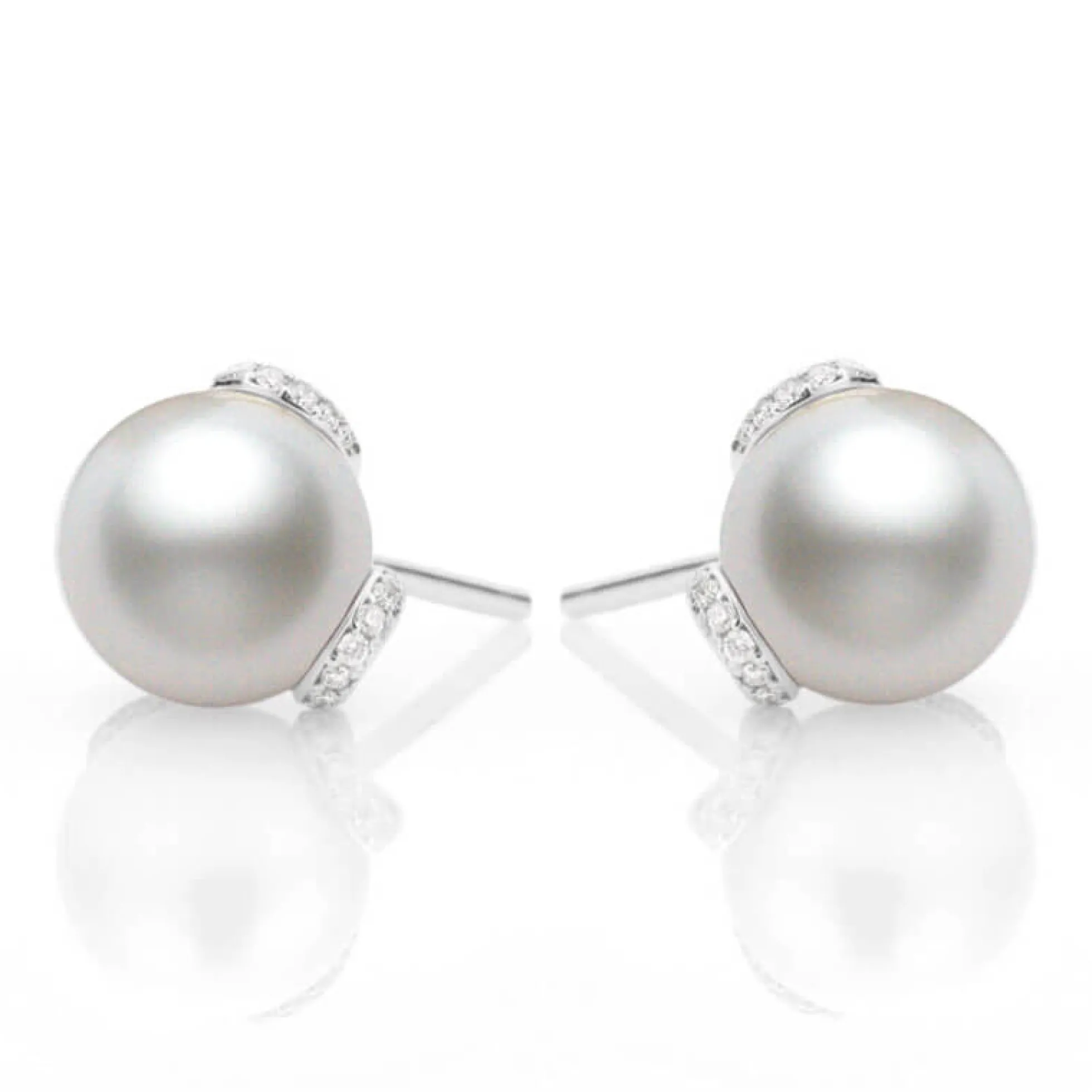 Mikimoto Akoya Cultured Pearl & Diamond Earrings, 8mm, 18K