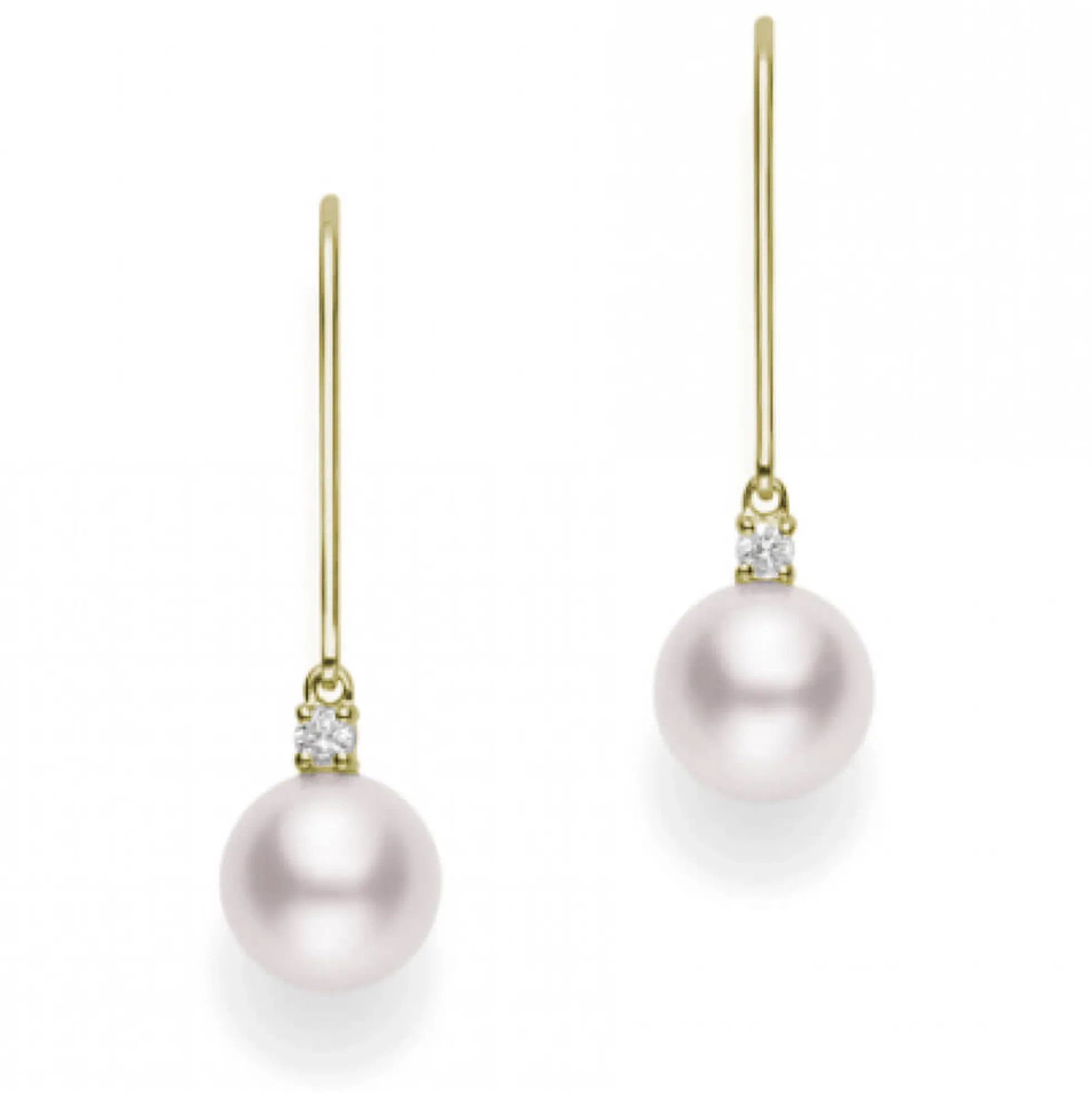 Mikimoto Akoya Cultured Pearl & Diamond Drop Earrings 18K, 6mm