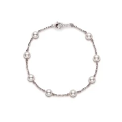 Mikimoto Akoya Cultured Pearl Station Bracelet, 18K White Gold