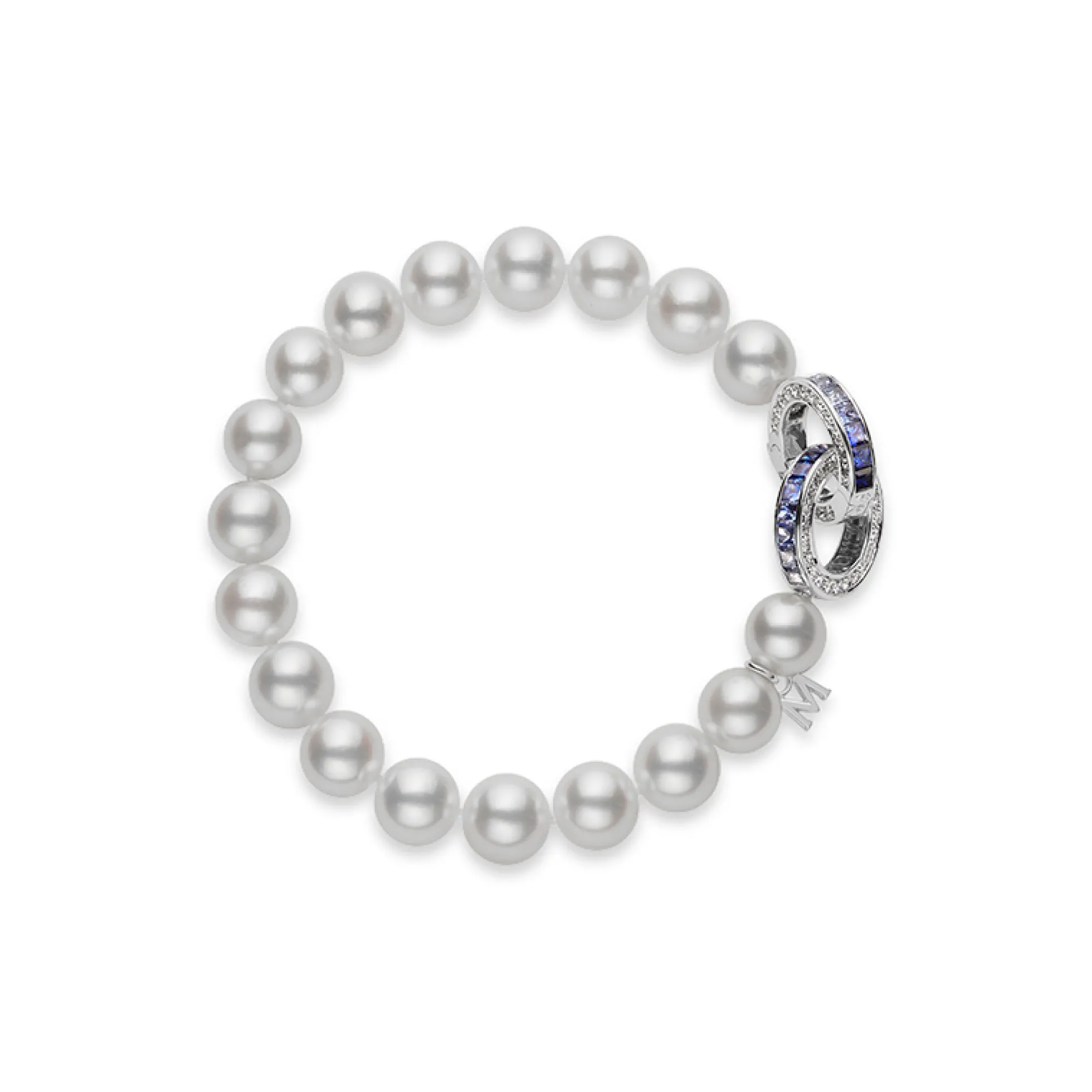 Mikimoto Akoya Cultured Pearl Bracelet in 18K White Gold with Diamond