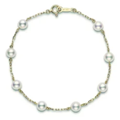 Mikimoto Akoya Cultured Pearl Station Bracelet 5mm, A+, 18K
