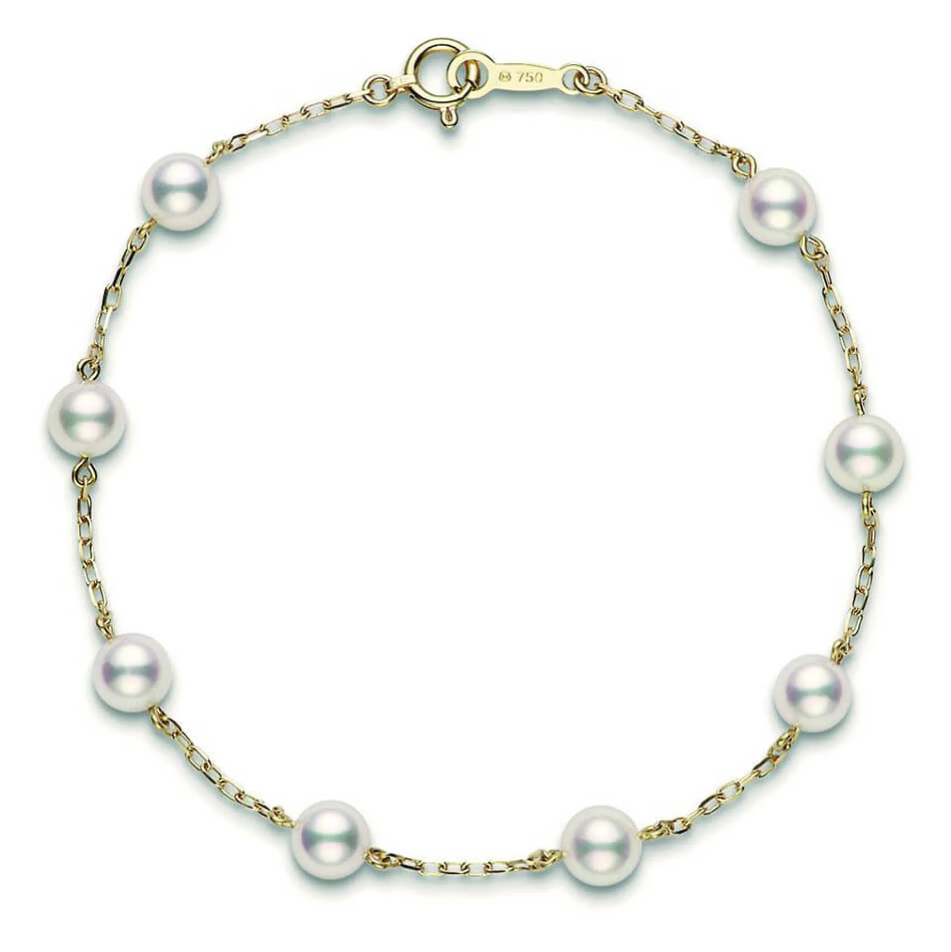 Mikimoto Akoya Cultured Pearl Station Bracelet 5mm, A+, 18K