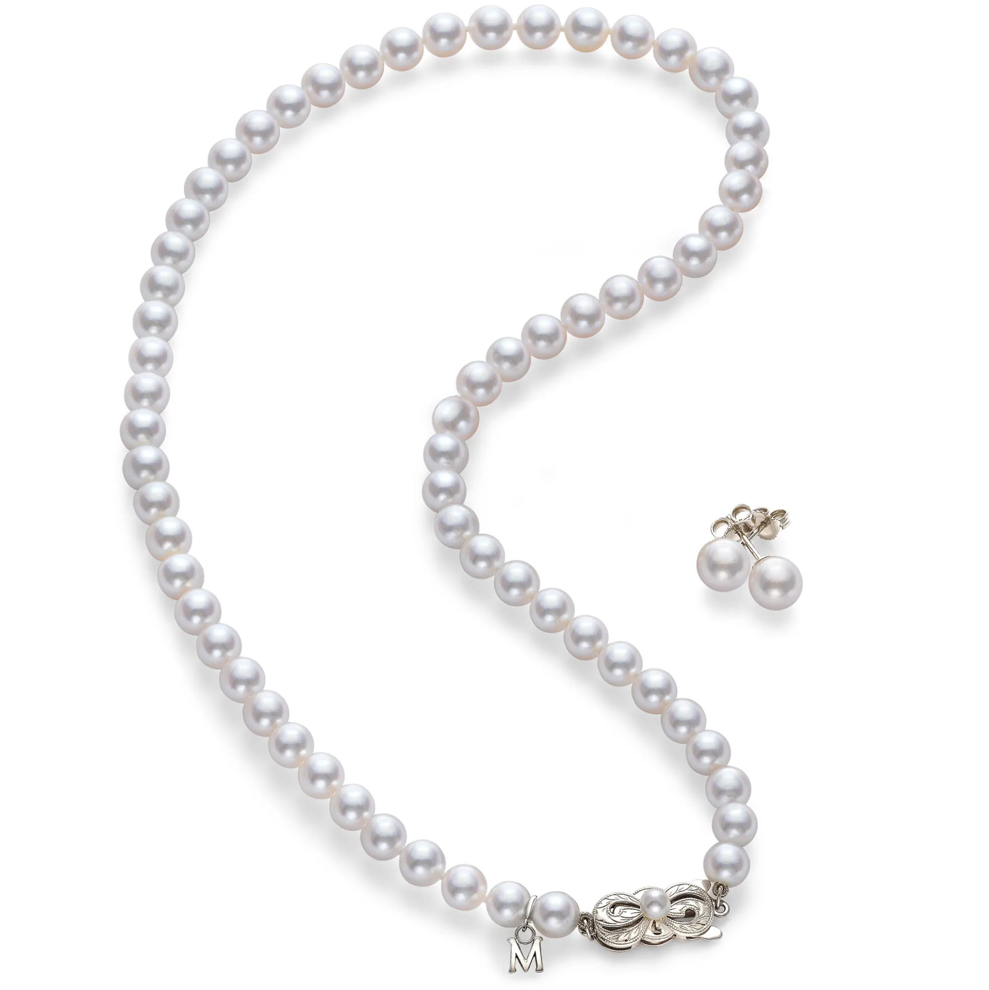 Mikimoto Akoya Cultured Pearl 18 Inch Two-Piece Set in 18K White Gold