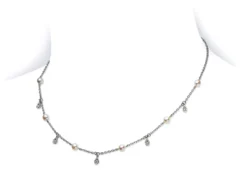 Mikimoto Akoya Cultured Pearl & Diamond Teardrop Necklace 18K