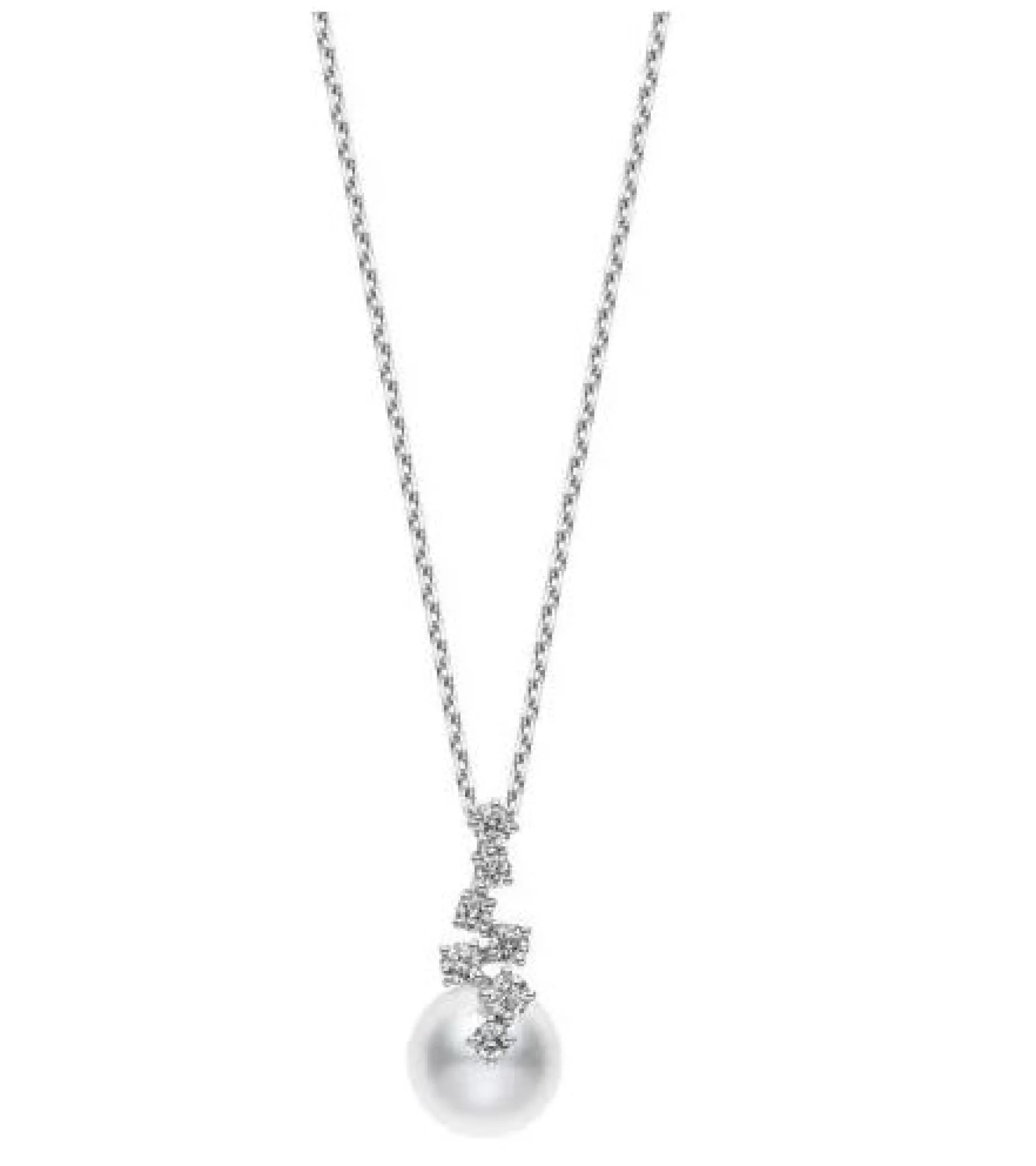 Mikimoto Akoya Cultured Pearl Pendant in 18K White Gold with Diamond