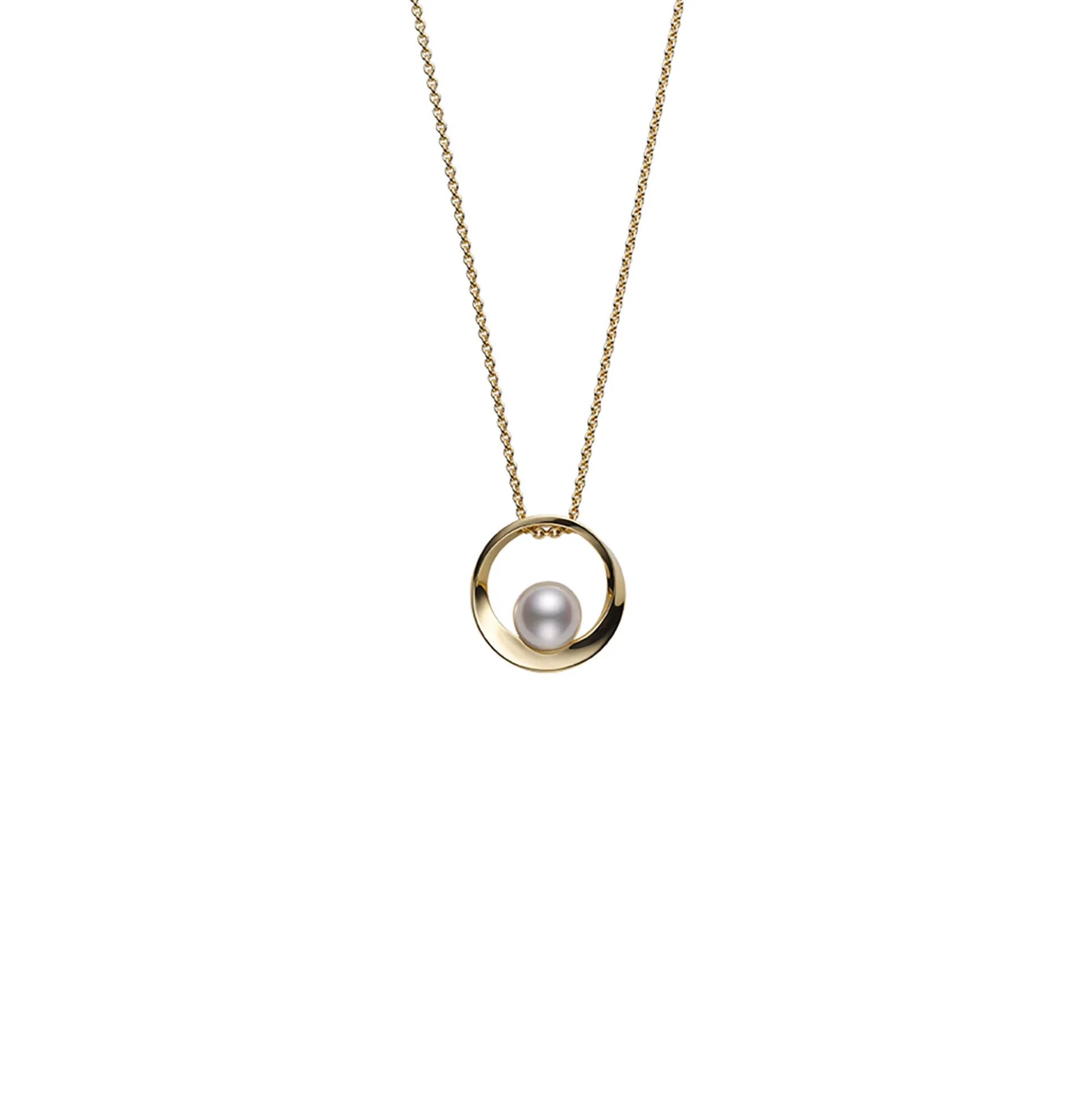 Mikimoto Akoya Cultured Pearl Circle Pendant, 18K Yellow Gold