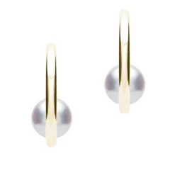 Mikimoto Classic Akoya Cultured Pearl Semi Hoop Earrings 18K