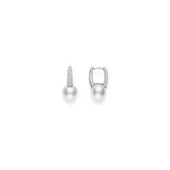 Mikimoto Classic Elegance Akoya Cultured Pearl Earrings with Diamonds, 18K White Gold