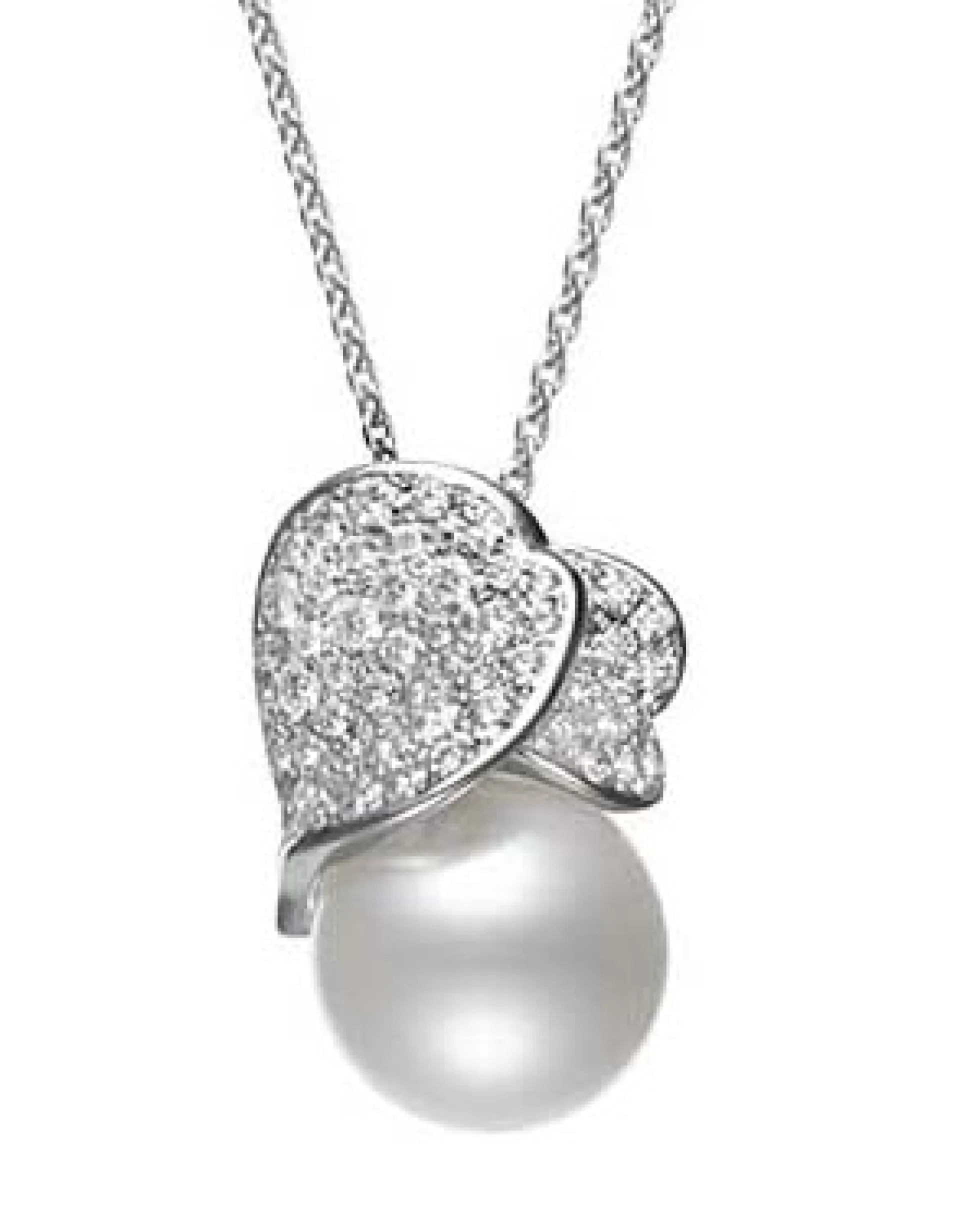 Mikimoto Les Petales Place Vendome Akoya Cultered Pearl and Diamond Pendant, 18K White Gold