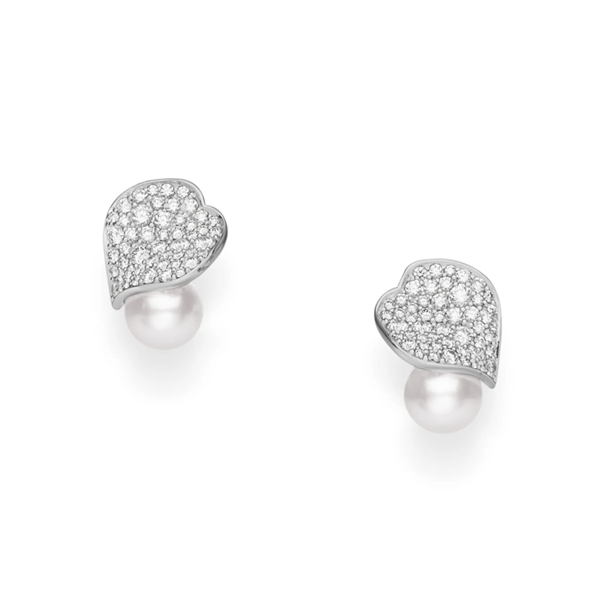 Mikimoto Les Pétales Place Vendôme Diamond and Akoya Cultured Pearl Earrings
