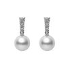 Mikimoto Morning Dew Akoya Cultured Pearl Earrings in 18K White Gold with Diamond