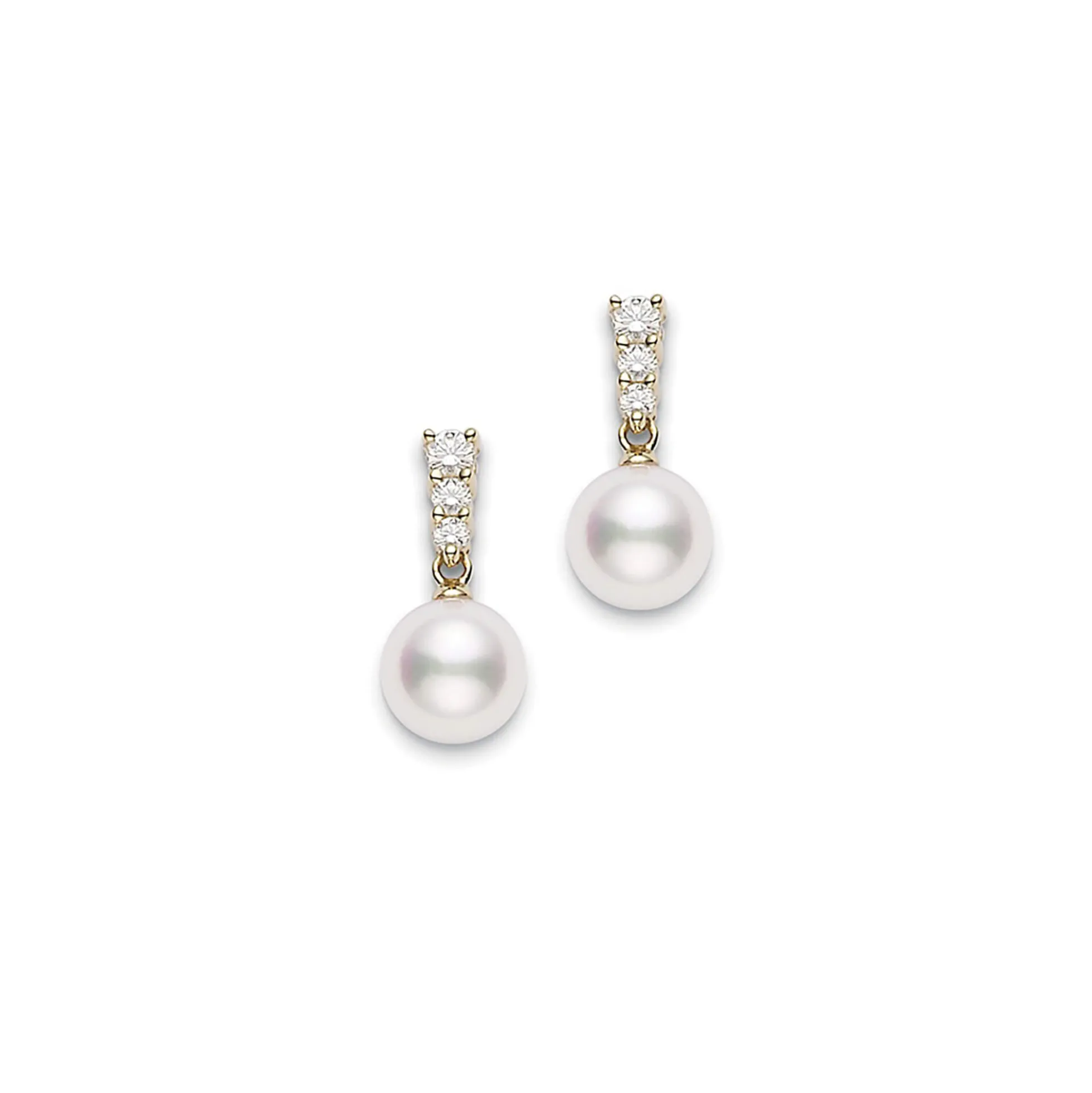 Mikimoto Morning Dew Akoya Cultured Pearl and Diamond Earrings, 18K Yellow Gold