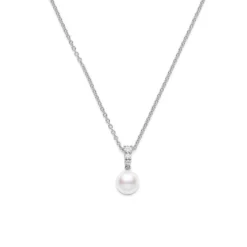 Mikimoto Morning Dew Cultured Akoya Pearl & Diamond Necklace 18K