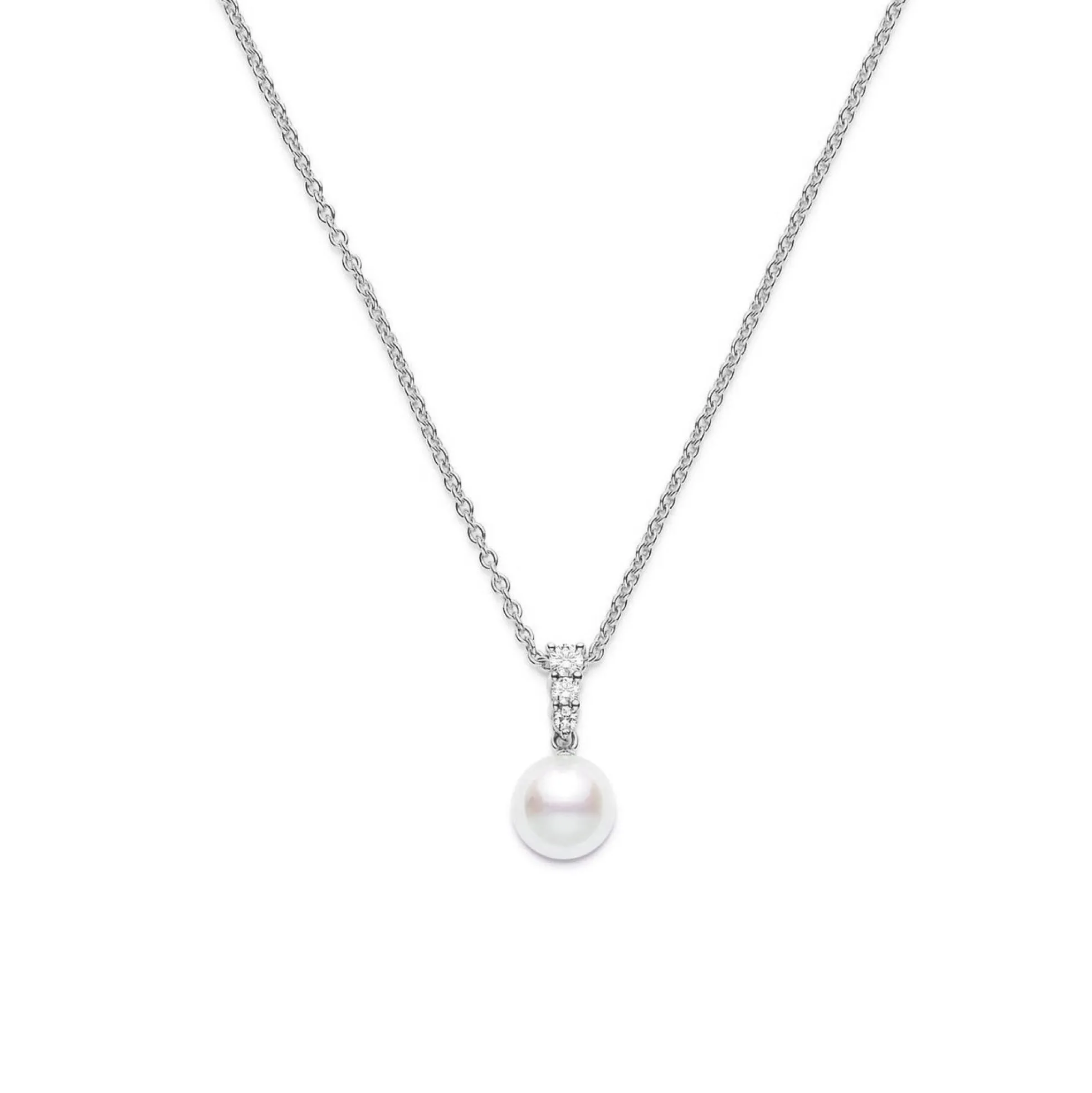 Mikimoto Morning Dew Cultured Akoya Pearl & Diamond Necklace 18K