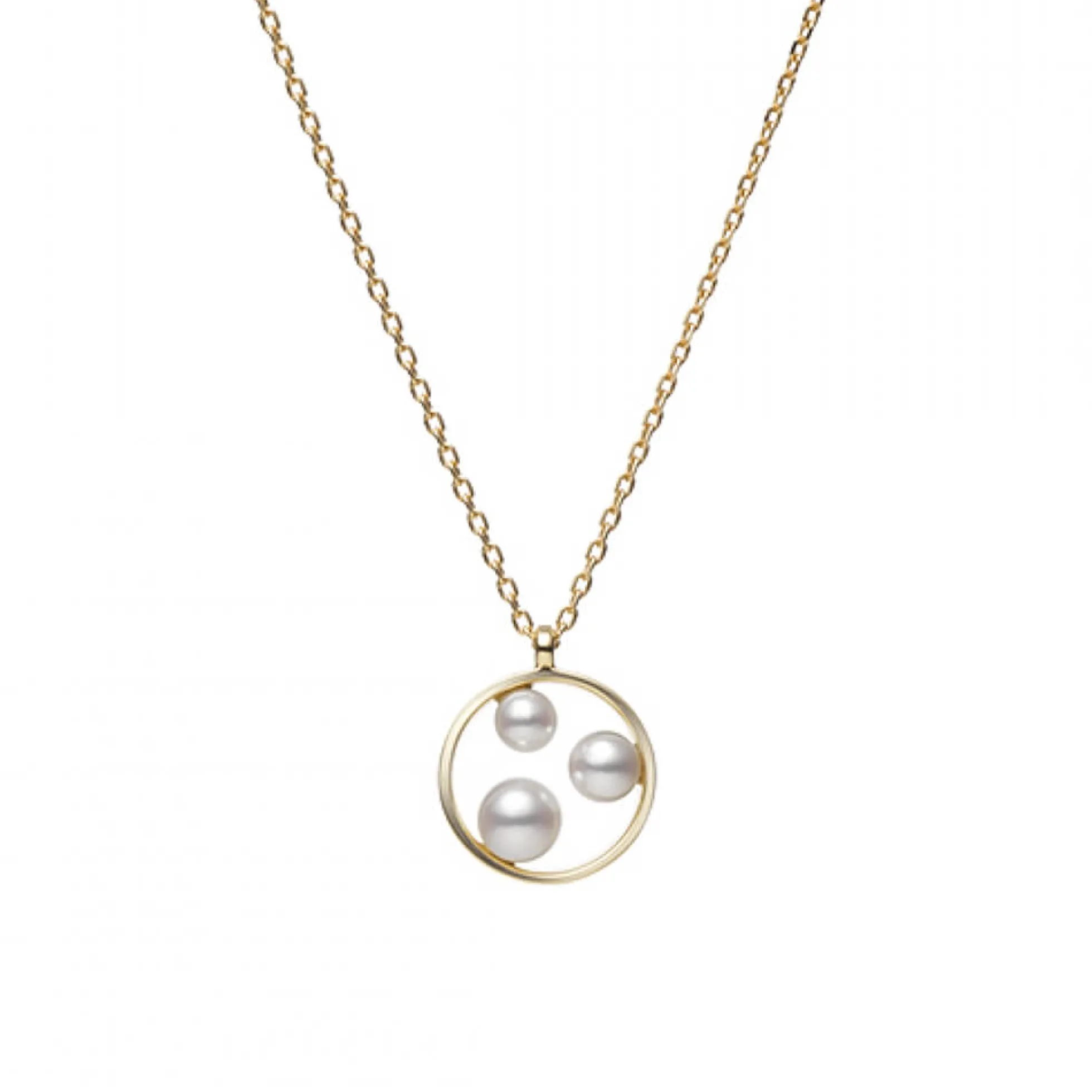 Mikimoto Open Circle Triple Akoya Cultured Pearl Necklace 18K