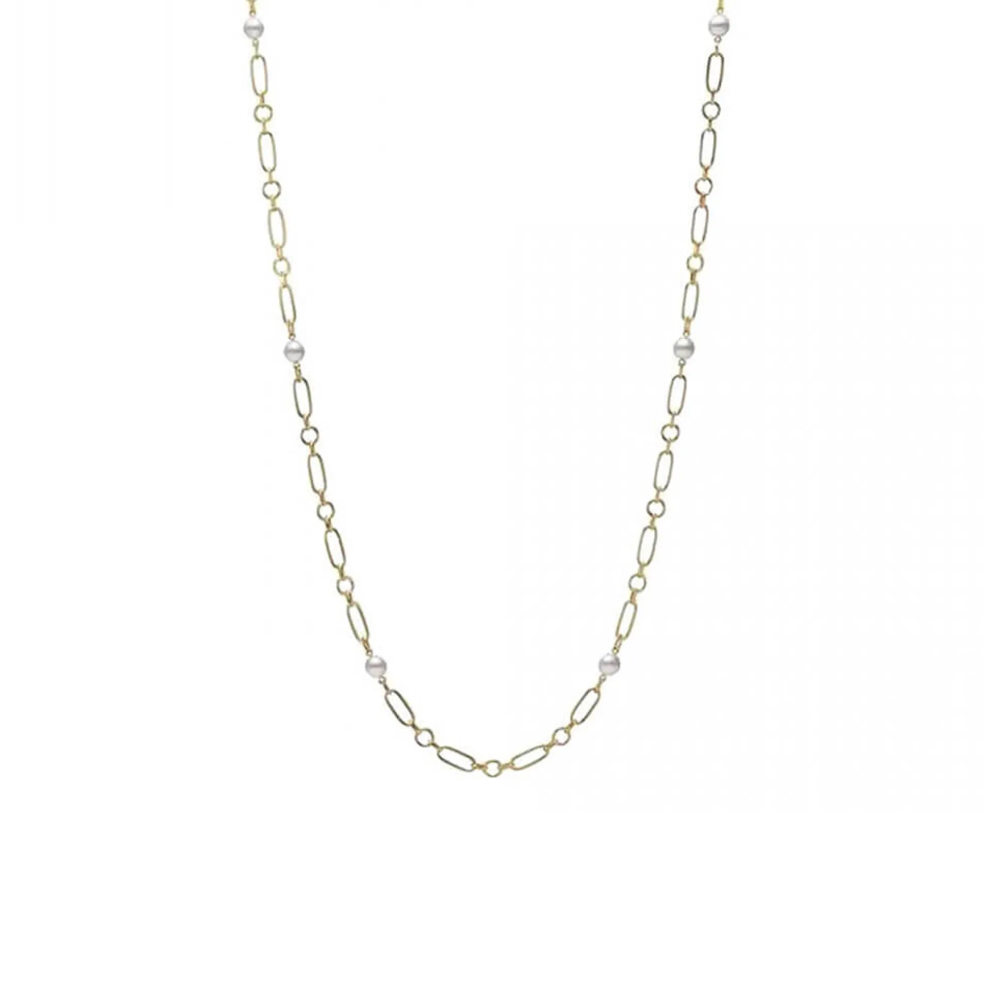 Mikimoto Paperclip Chain Akoya Cultured Pearl Necklace 18K, 24"