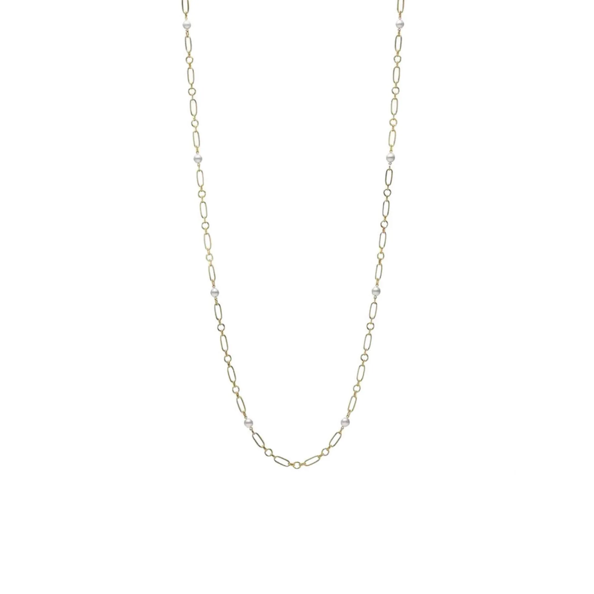 Mikimoto Paperclip Chain Akoya Cultured Pearl Necklace 18K, 32.5"
