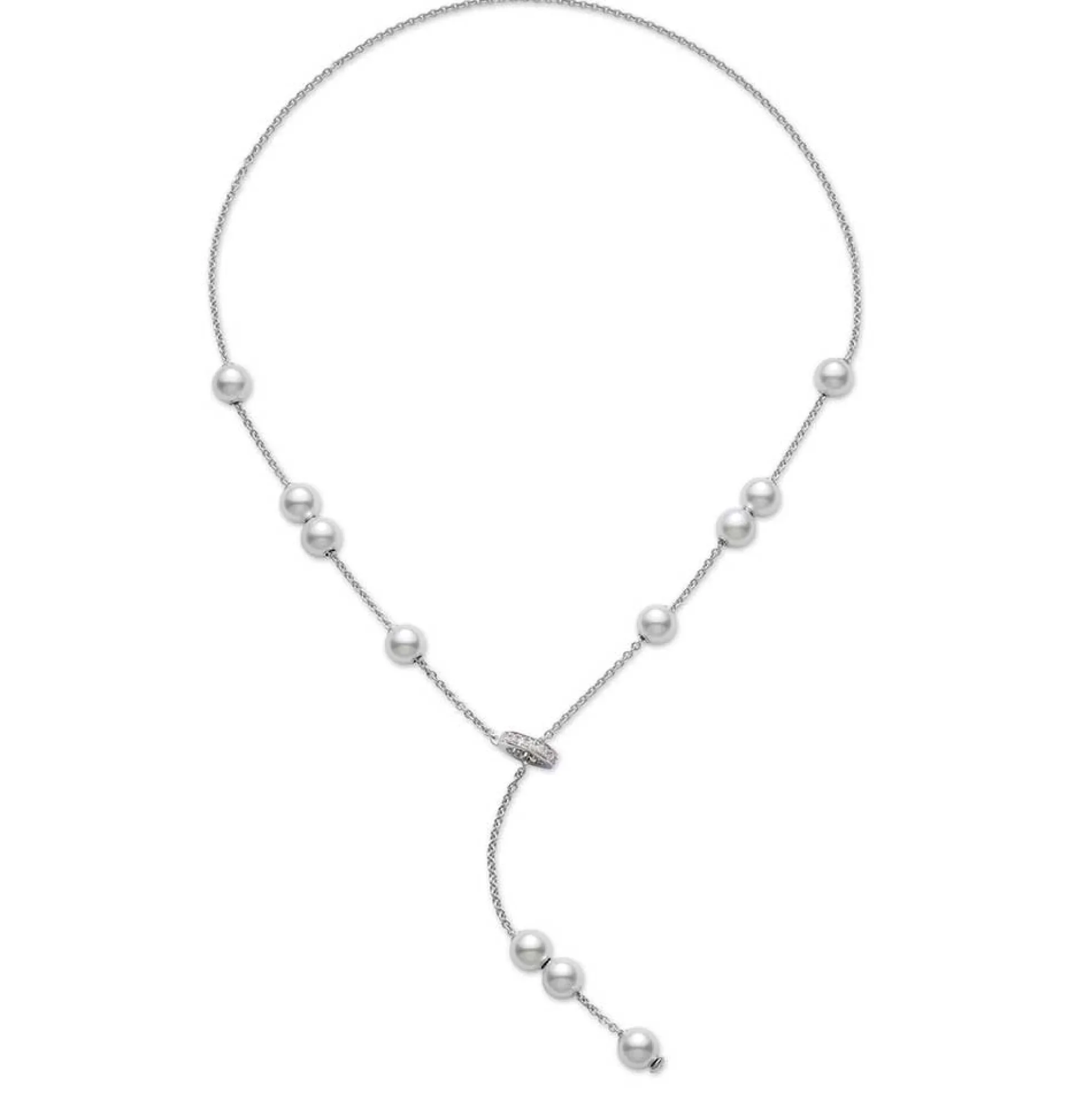Mikimoto Pearls in Motion Akoya Cultured Pearl & Diamond Necklace 18K