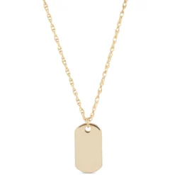 Mini Dog Tag Pendant, 14K Yellow Gold