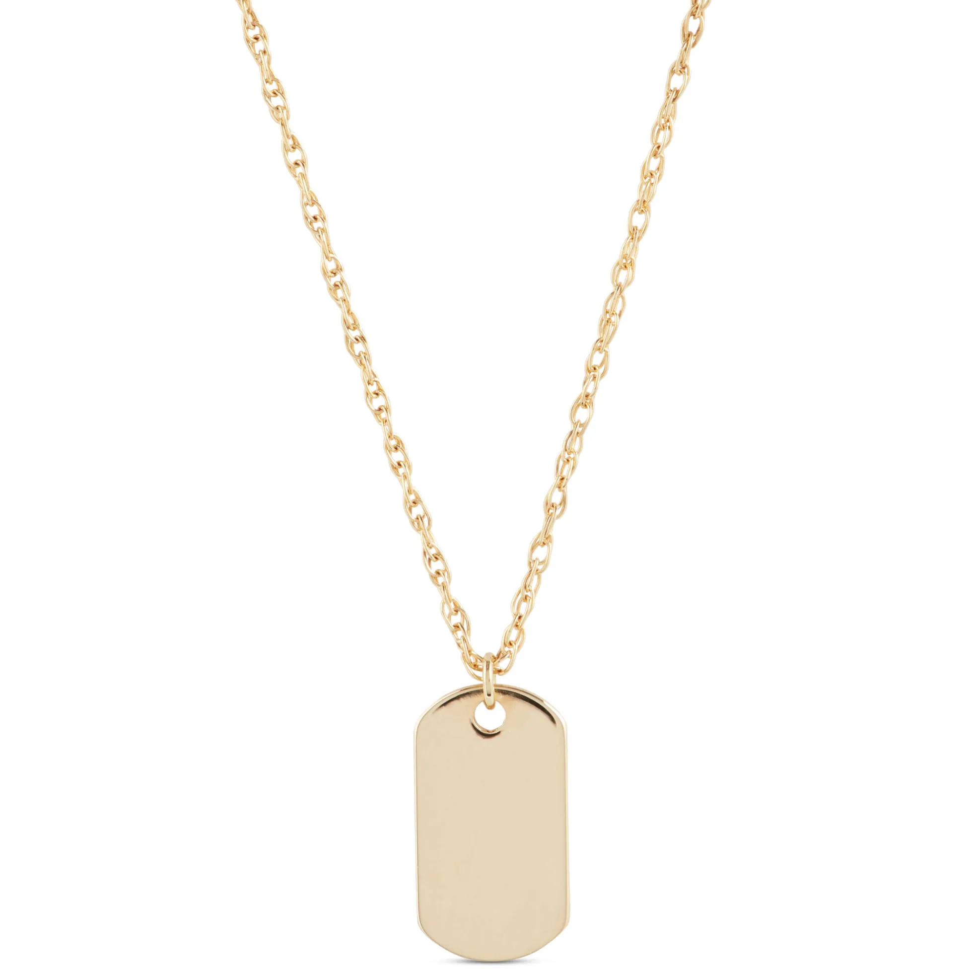 Mini Dog Tag Pendant, 14K Yellow Gold
