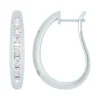 27MM Baguette and Round Diamond Hoop Earrings 27MM, 14K White Gold