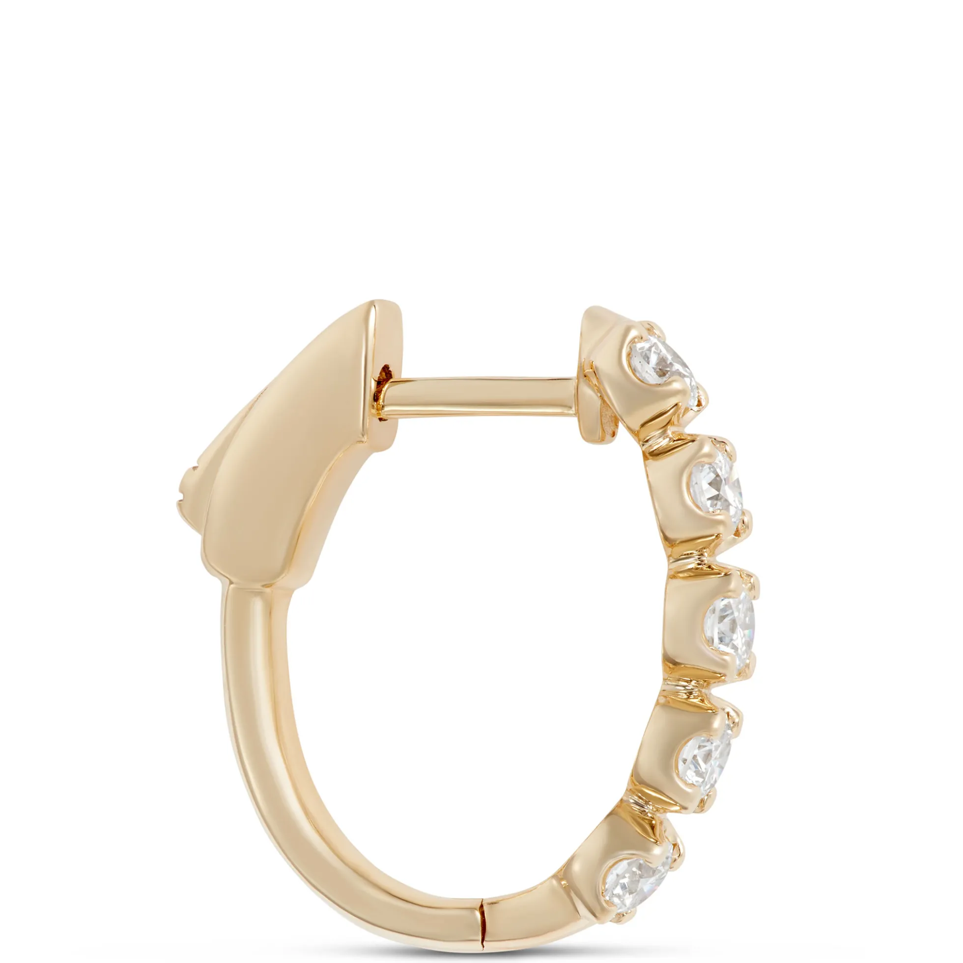 19MM Buttercup Setting Diamond and 14K Yellow Gold Hoops